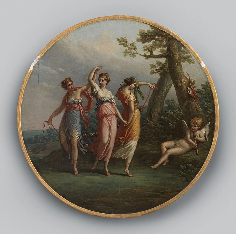 Tre ninfe danzanti e un cupido disteso in un paesaggio - Metropolitan Museum of Art, New York
